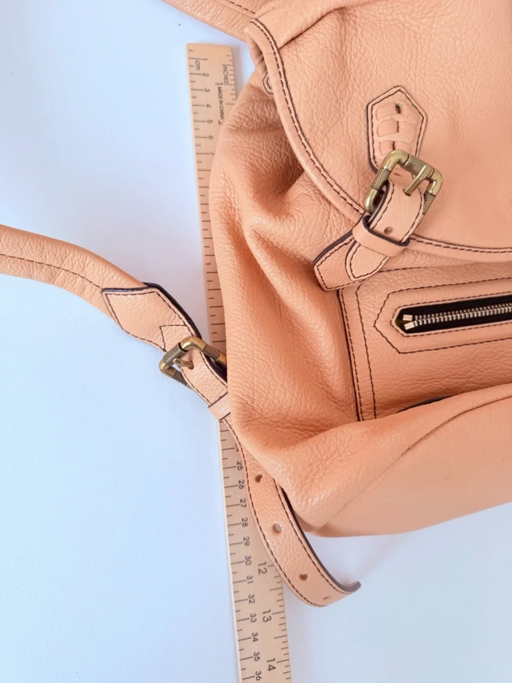OrYany Leather Backpack Dusty Pink Blush Pebbled Leather Gold Tone Hardware